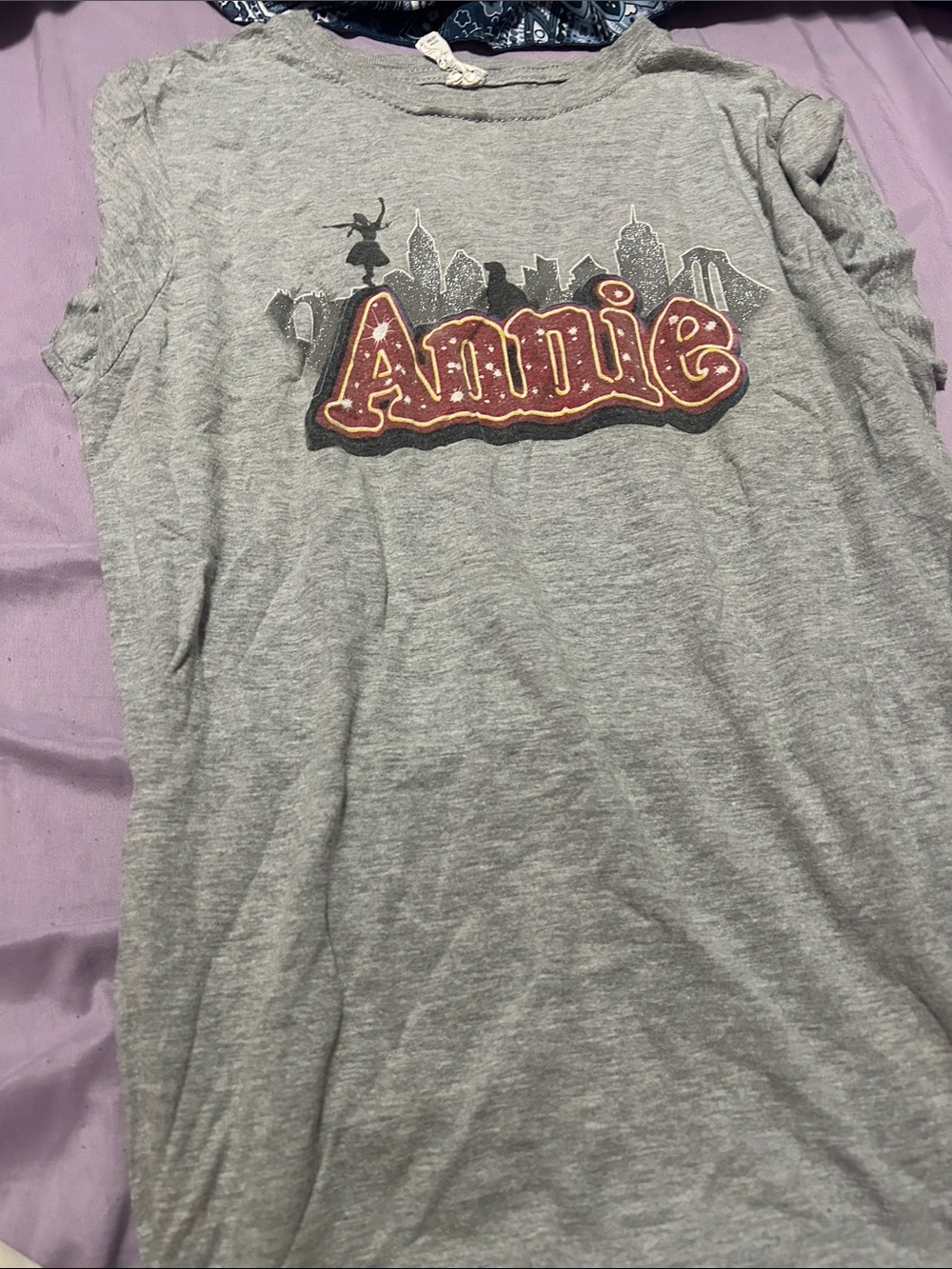 Gildan Light Gray Long Sleeve Tee with Red & Gold 'Annie' Logo